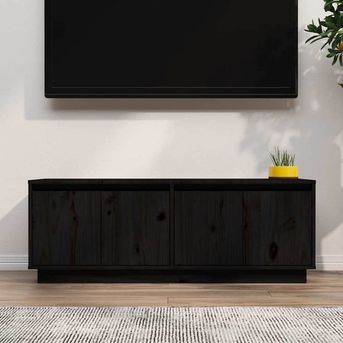 Comodă TV, negru, 110x34x40 cm, lemn masiv de pin WALTI