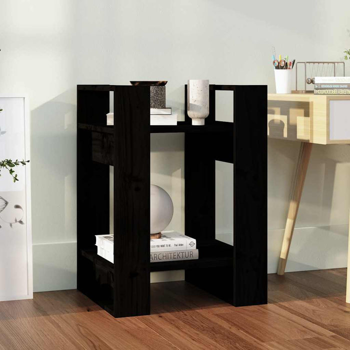 Bibliotecă/Separator cameră negru 41x35x57 cm lemn masiv pin - WALTI WALTI