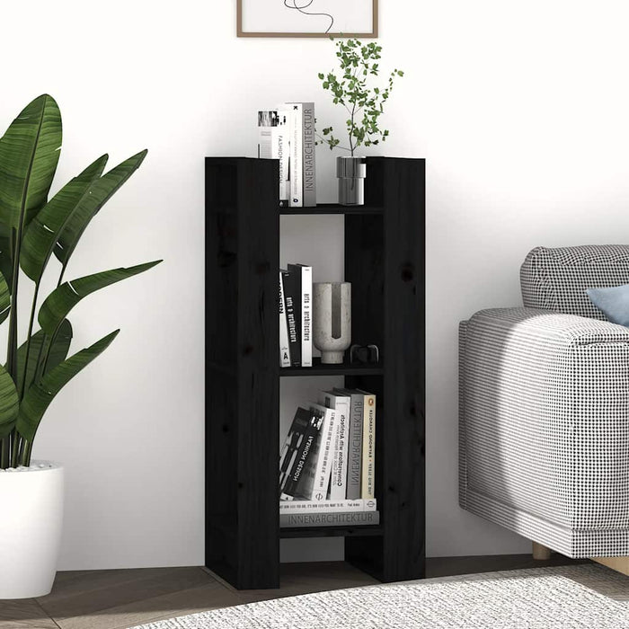 Bibliotecă/Separator cameră, negru, 41x35x91 cm, lemn masiv pin - WALTI WALTI