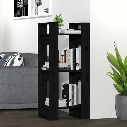 Bibliotecă/Separator cameră, negru, 41x35x91 cm, lemn masiv pin - WALTI WALTI