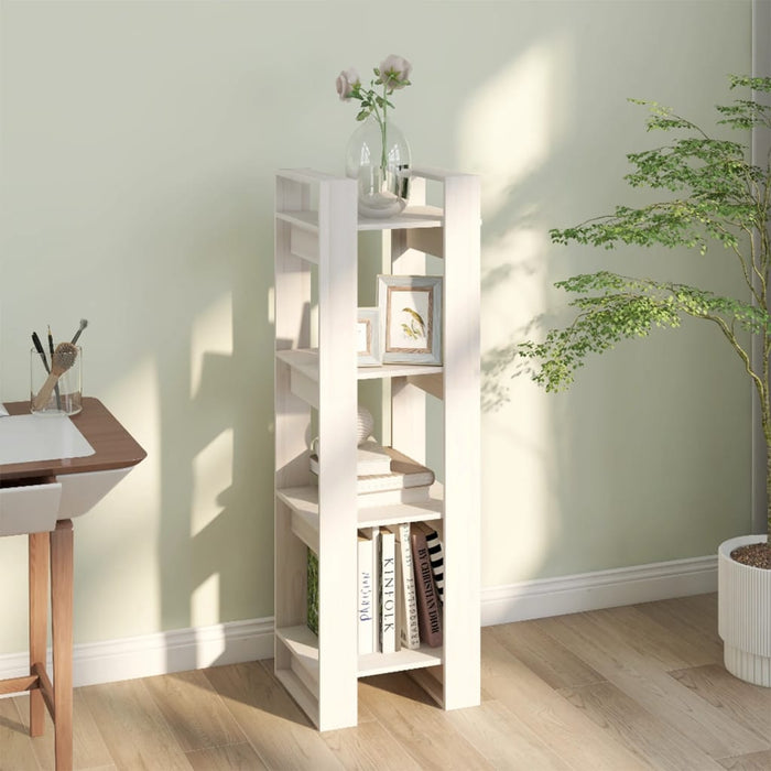 Bibliotecă/Separator cameră, alb, 41x35x125 cm, lemn masiv pin - WALTI WALTI