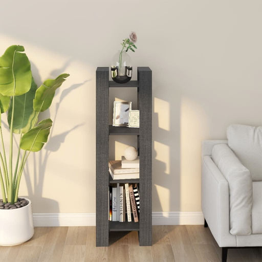 Bibliotecă/Separator cameră, gri, 41x35x125 cm, lemn masiv pin - WALTI WALTI