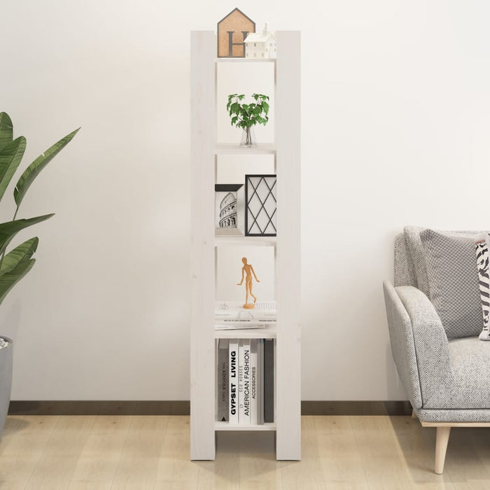 Bibliotecă/Separator cameră, alb, 41x35x160 cm, lemn masiv pin - WALTI WALTI