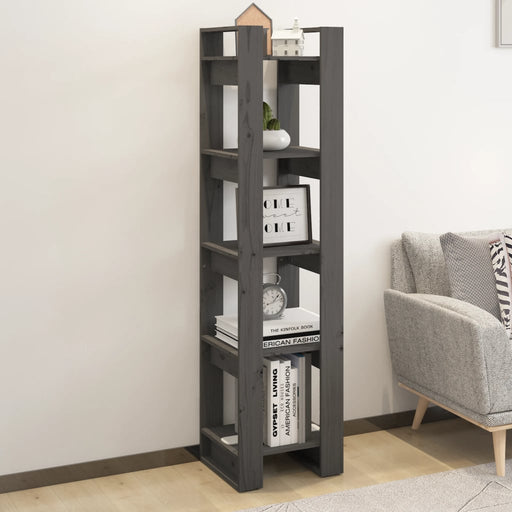 Bibliotecă/Separator cameră, gri, 41x35x160 cm, lemn masiv pin - WALTI WALTI