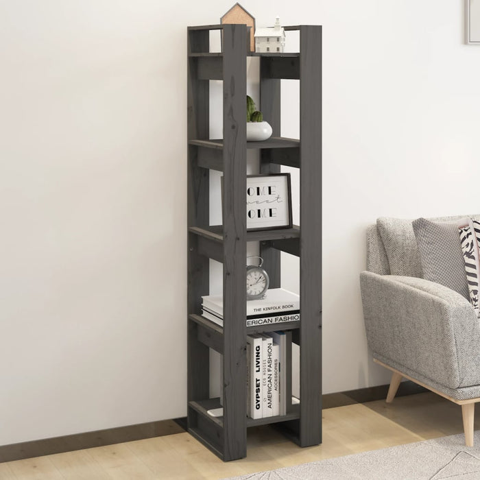 Bibliotecă/Separator cameră, gri, 41x35x160 cm, lemn masiv pin - WALTI WALTI