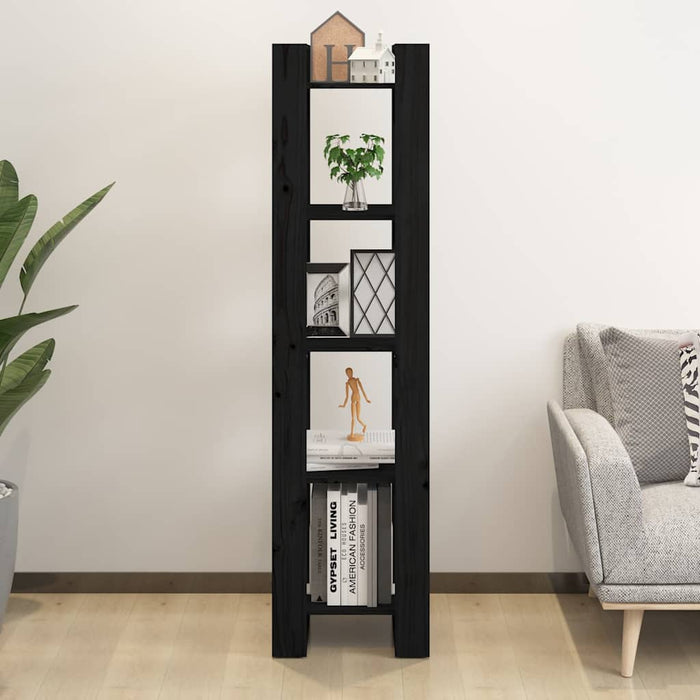 Bibliotecă/Separator cameră negru 41x35x160 cm lemn masiv pin - WALTI WALTI