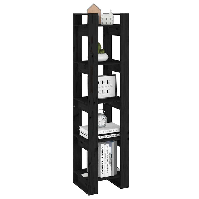 Bibliotecă/Separator cameră negru 41x35x160 cm lemn masiv pin - WALTI WALTI