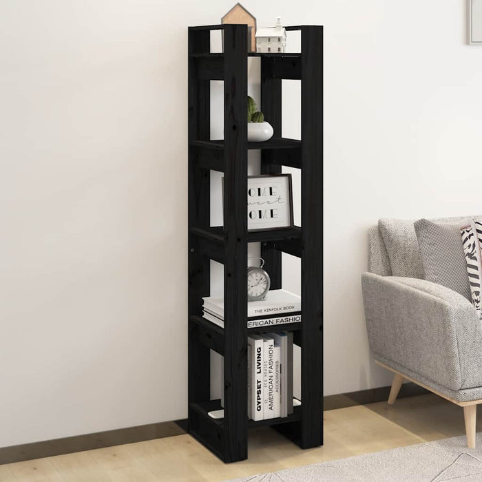 Bibliotecă/Separator cameră negru 41x35x160 cm lemn masiv pin - WALTI WALTI
