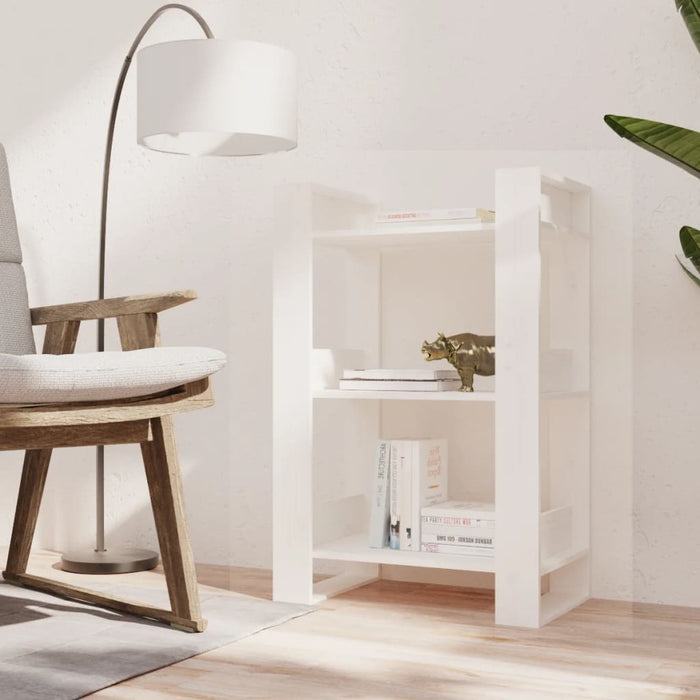 Bibliotecă/Separator cameră, alb,60x35x91 cm, lemn masiv pin - WALTI WALTI