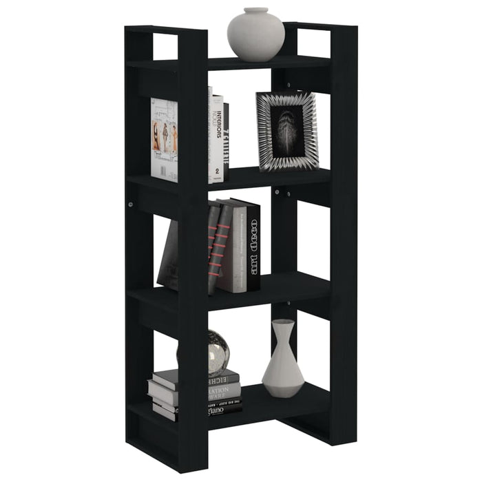 Bibliotecă/Separator cameră,negru, 60x35x125 cm, lemn masiv pin - WALTI WALTI