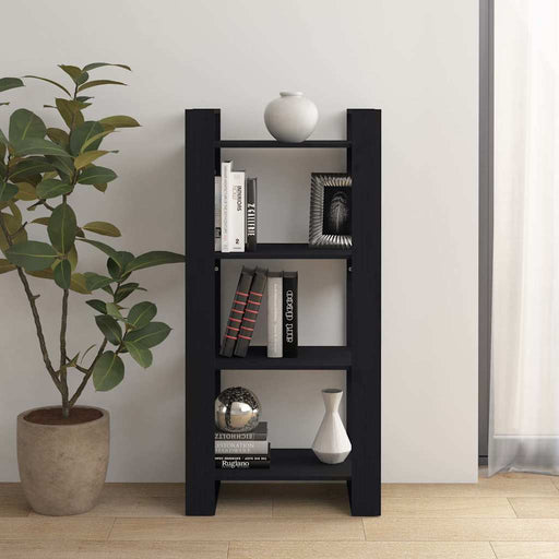 Bibliotecă/Separator cameră,negru, 60x35x125 cm, lemn masiv pin - WALTI WALTI