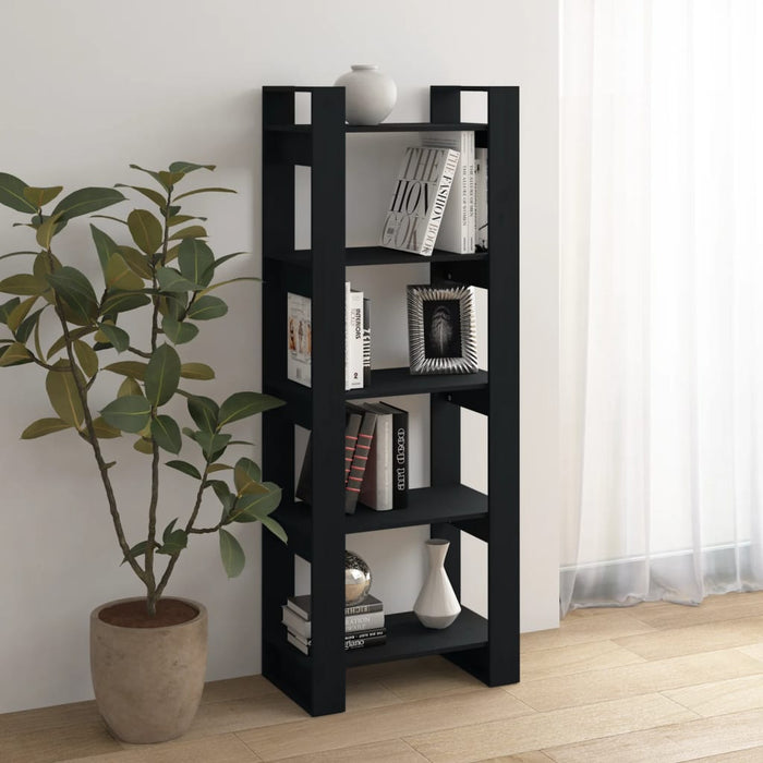 Bibliotecă/Separator cameră, negru, 60x35x160 cm, lemn masiv - WALTI WALTI