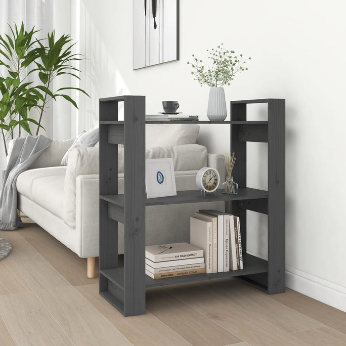 Bibliotecă/Separator cameră, gri, 80x35x91 cm, lemn masiv pin - WALTI WALTI