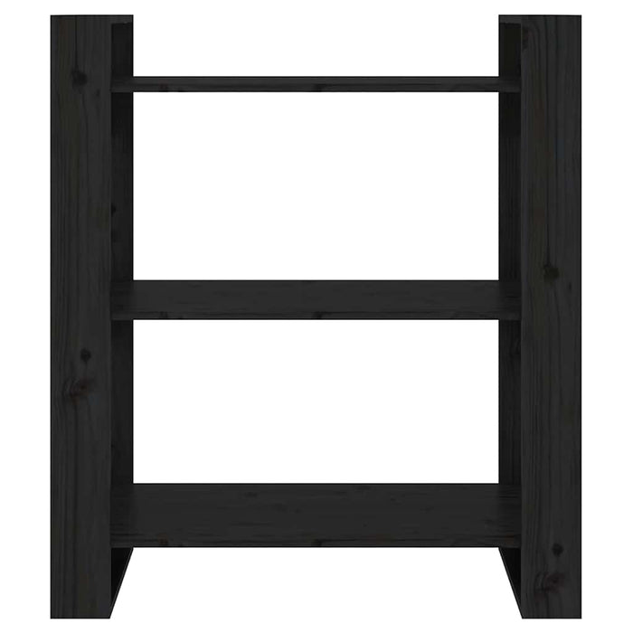Bibliotecă/Separator cameră, negru, 80x35x91 cm, lemn masiv pin WALTI