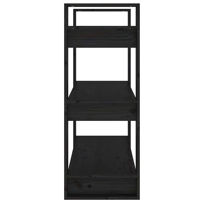 Bibliotecă/Separator cameră, negru, 80x35x91 cm, lemn masiv pin WALTI