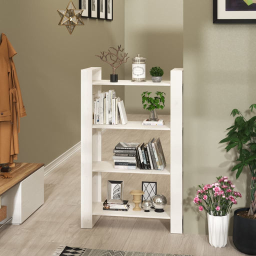 Bibliotecă/Separator cameră, alb, 80x35x125 cm, lemn masiv pin - WALTI WALTI