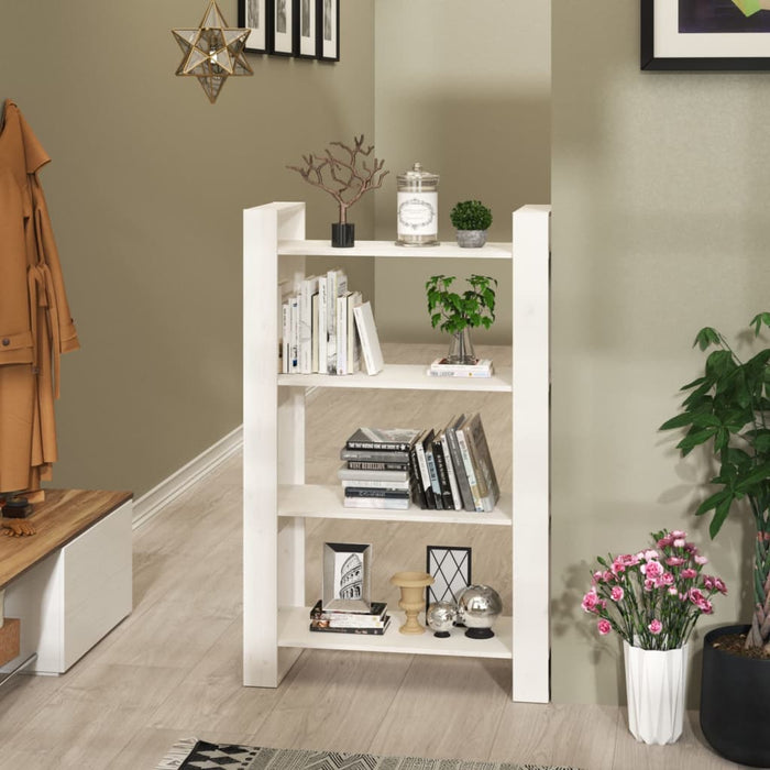 Bibliotecă/Separator cameră, alb, 80x35x125 cm, lemn masiv pin - WALTI WALTI