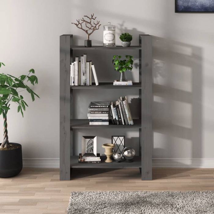 Bibliotecă/Separator cameră, gri, 80x35x125 cm, lemn masiv pin - WALTI WALTI
