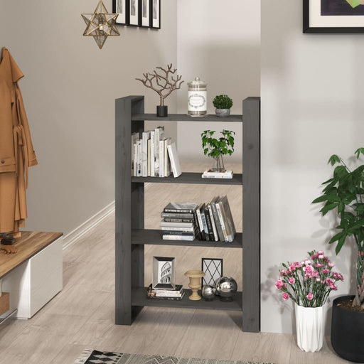 Bibliotecă/Separator cameră, gri, 80x35x125 cm, lemn masiv pin - WALTI WALTI