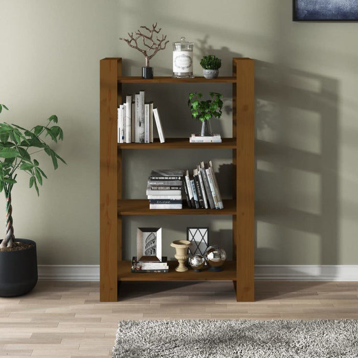 Bibliotecă/Separator cameră maro miere 80x35x125 cm lemn masiv - WALTI WALTI