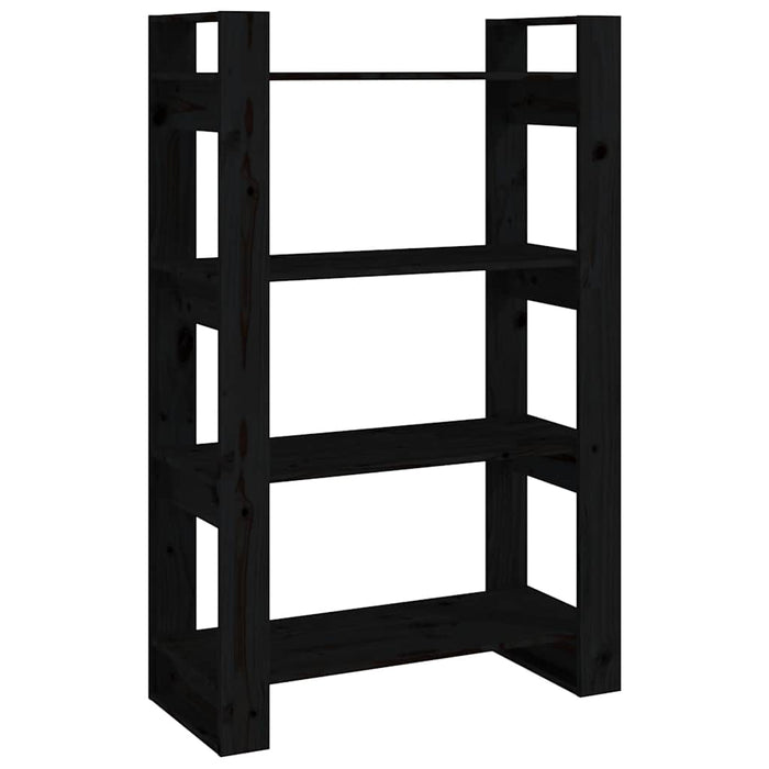 Bibliotecă/Separator cameră negru 80x35x125 cm lemn masiv pin - WALTI WALTI
