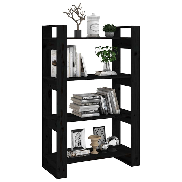 Bibliotecă/Separator cameră negru 80x35x125 cm lemn masiv pin - WALTI WALTI