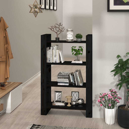 Bibliotecă/Separator cameră negru 80x35x125 cm lemn masiv pin - WALTI WALTI