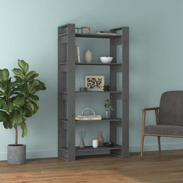 Bibliotecă/Separator cameră, gri, 80x35x160 cm, lemn masiv pin - WALTI WALTI