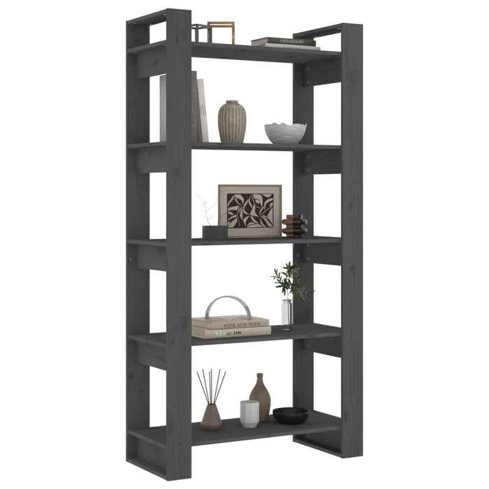Bibliotecă/Separator cameră, gri, 80x35x160 cm, lemn masiv pin - WALTI WALTI