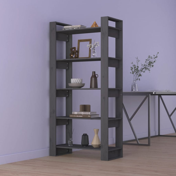 Bibliotecă/Separator cameră, gri, 80x35x160 cm, lemn masiv pin - WALTI WALTI