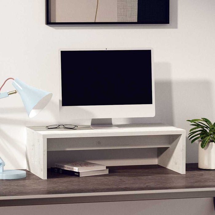 Suport pentru monitor, alb, 50x27x15 cm, lemn masiv pin WALTI