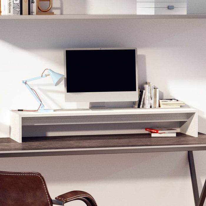 Suport pentru monitor, alb, 100x27x15 cm, lemn masiv pin - WALTI WALTI