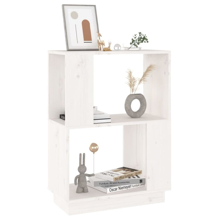 Bibliotecă/Separator cameră, alb, 51x25x70 cm lemn masiv pin - WALTI WALTI