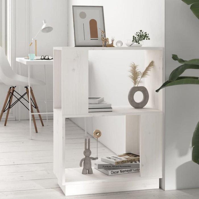 Bibliotecă/Separator cameră, alb, 51x25x70 cm lemn masiv pin - WALTI WALTI