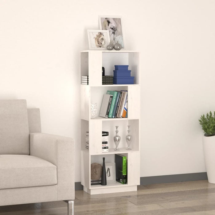 Bibliotecă/Separator cameră, alb, 51x25x132 cm lemn masiv pin - WALTI WALTI
