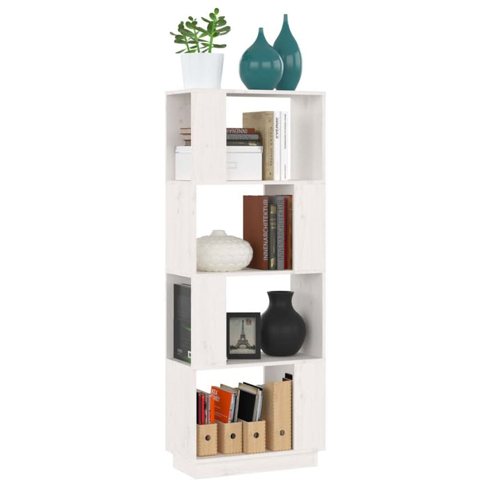 Bibliotecă/Separator cameră, alb, 51x25x132 cm lemn masiv pin - WALTI WALTI