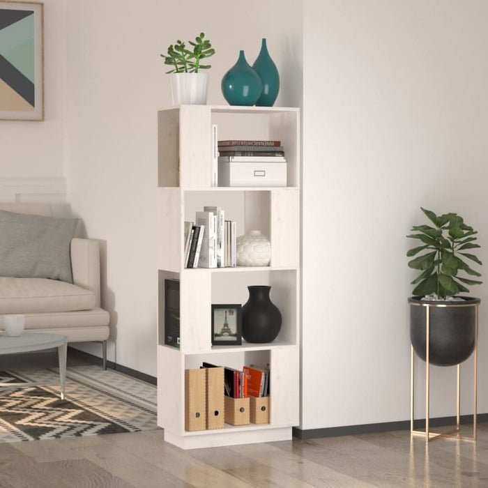 Bibliotecă/Separator cameră, alb, 51x25x132 cm lemn masiv pin - WALTI WALTI
