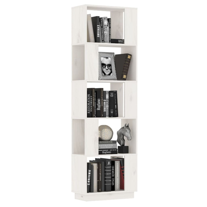 Bibliotecă/Separator cameră, alb, 51x25x163,5 cm lemn masiv pin - WALTI WALTI