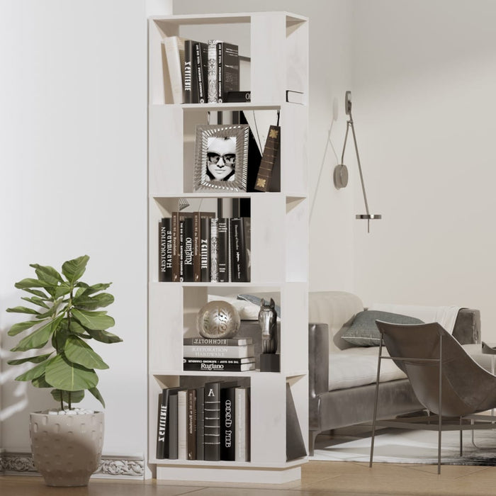 Bibliotecă/Separator cameră, alb, 51x25x163,5 cm lemn masiv pin - WALTI WALTI