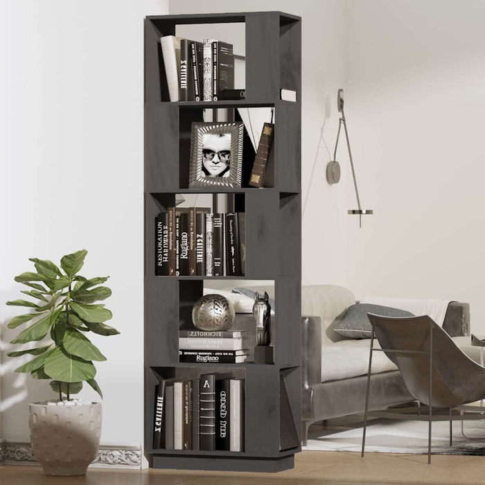 Bibliotecă/Separator cameră, gri, 51x25x163,5 cm lemn masiv pin WALTI