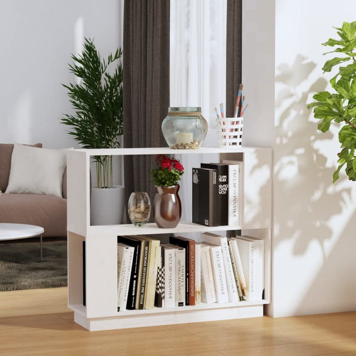 Bibliotecă/Separator cameră, alb, 80x25x70 cm lemn masiv pin - WALTI WALTI