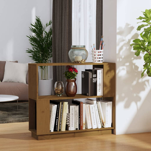 Bibliotecă/Separator cameră, maro miere, 80x25x70 cm lemn masiv - WALTI WALTI