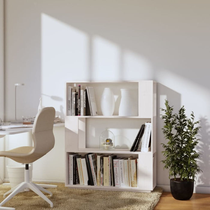 Bibliotecă/Separator cameră, alb, 80x25x101 cm, lemn masiv pin - WALTI WALTI