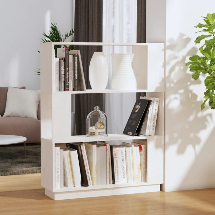 Bibliotecă/Separator cameră, alb, 80x25x101 cm, lemn masiv pin - WALTI WALTI