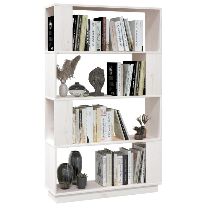 Bibliotecă/Separator cameră, alb, 80x25x132 cm lemn masiv pin - WALTI WALTI