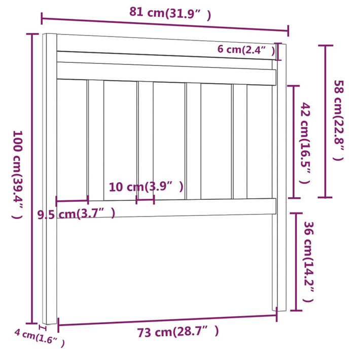 Tăblie de pat, gri, 81x4x100 cm, lemn masiv de pin - WALTI WALTI