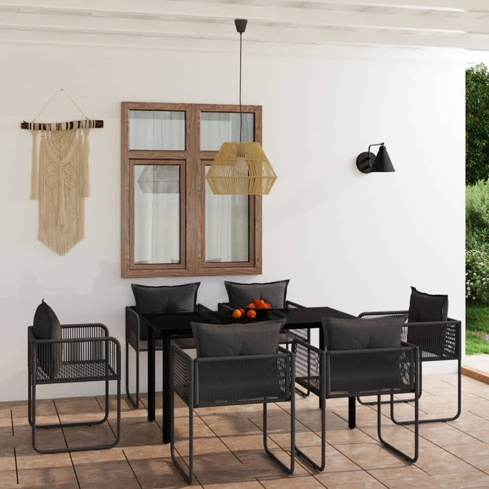 Set de servit masa pentru grădină, 7 piese, negru WALTI
