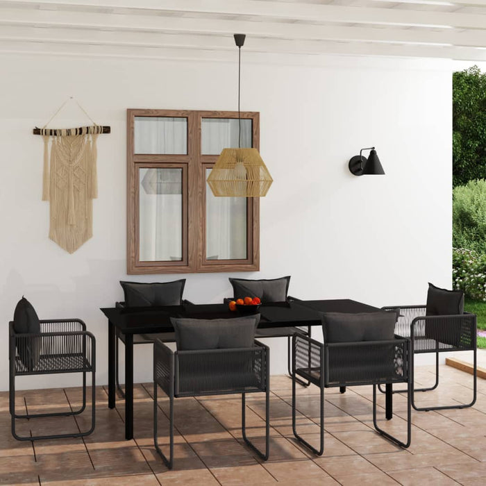 Set de servit masa pentru grădină, 7 piese, negru - WALTI WALTI