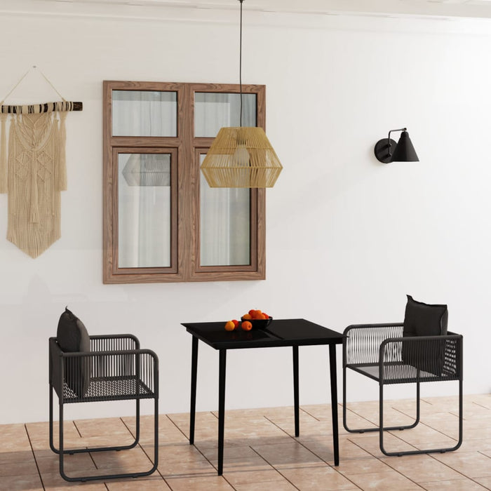 Set de mobilier pentru grădină, 3 piese, negru - WALTI WALTI