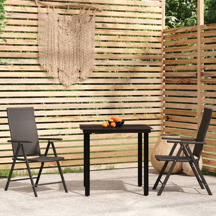 Set de mobilier pentru grădină, 3 piese, negru WALTI
